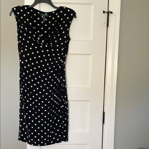 Ralph Lauren Black and White Ruched Sheath Dress